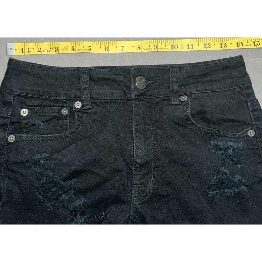 American Eagle Jean Short Lot Of 2 Sz 2 Black &White Distressed Cut-Offs Women's - Picture 9 of 10